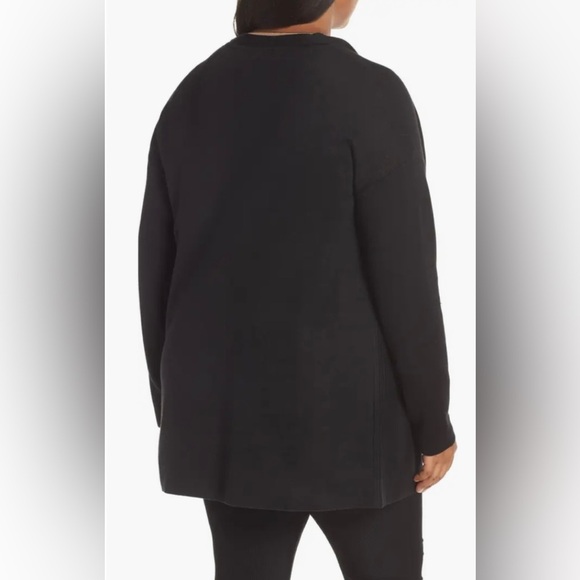 Eileen Fisher Silk & Organic Cotton Cascading Front Cardigan Black Reversible - Picture 2 of 14